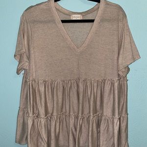 ALRAR’D STATE Short Sleeve V-neck Ruffle Shirt